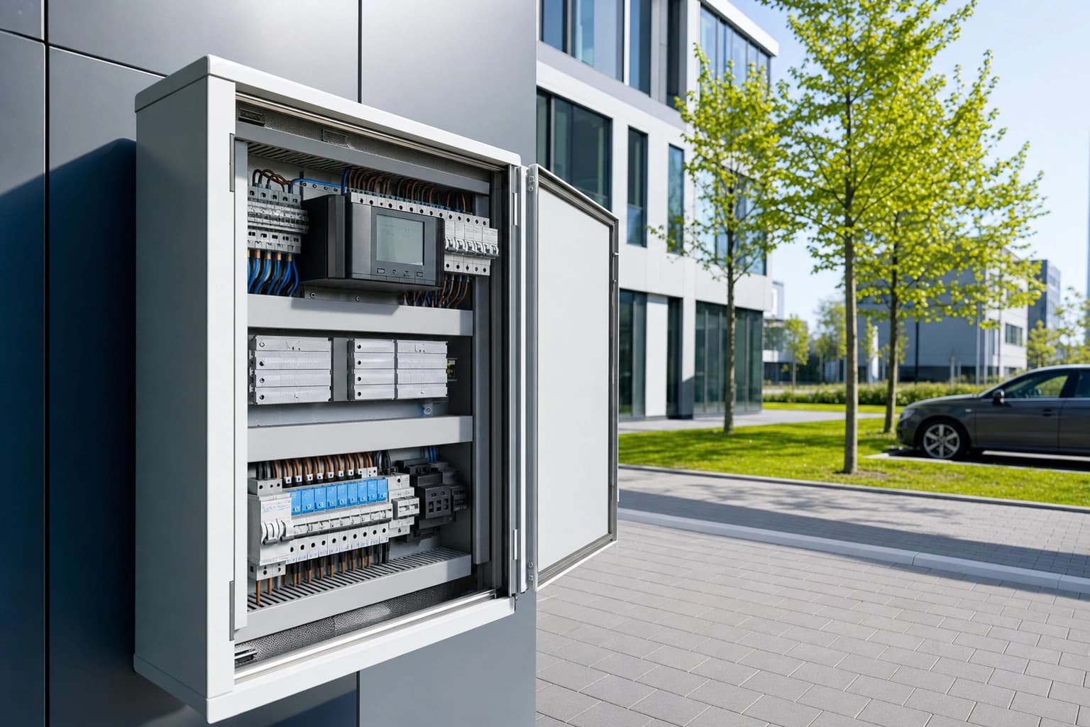 Control cabinet with load management in a business