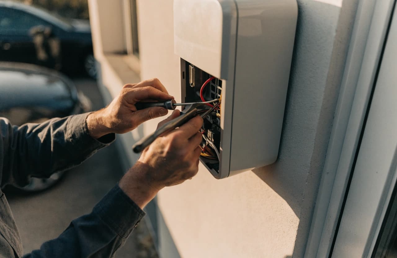 Elektriker bei der Installation einer Wallbox
