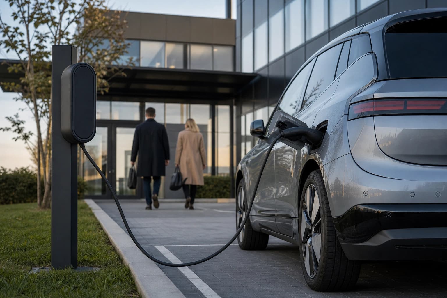 Eigenheim mit Photovoltaik und Wallbox in der Einfahrt